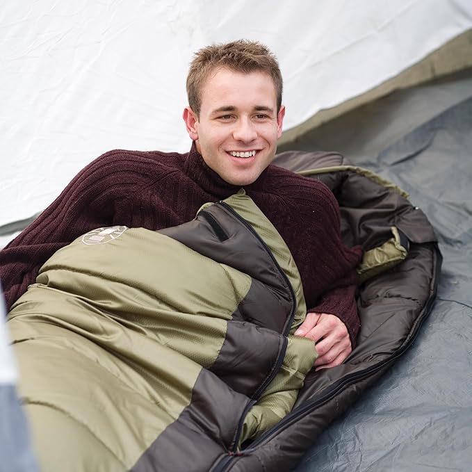 Coleman North Rim 0°F Big & Tall Sleeping Bag, Cold-Weather Mummy Sleep Sack with No-Snag Zipper & Adjustable Hood for Warmth & Ventilation