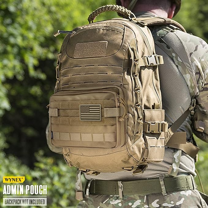 WYNEX Tactical Large Admin Pouch of Double Layer Design, Molle EDC EMT Utility Pouch with Map Sleeve Modular Tool Pouch Large Capacity Flag Patch Included