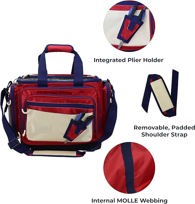 OSAGE RIVER Fishing Tackle Bag, Saltwater Fishing Gear Bag, Tackle Box Organizer with Waterproof Non-Slip Bottom, Padded Shoulder Strap, and Fishing Pliers, Fishing Gifts for Men