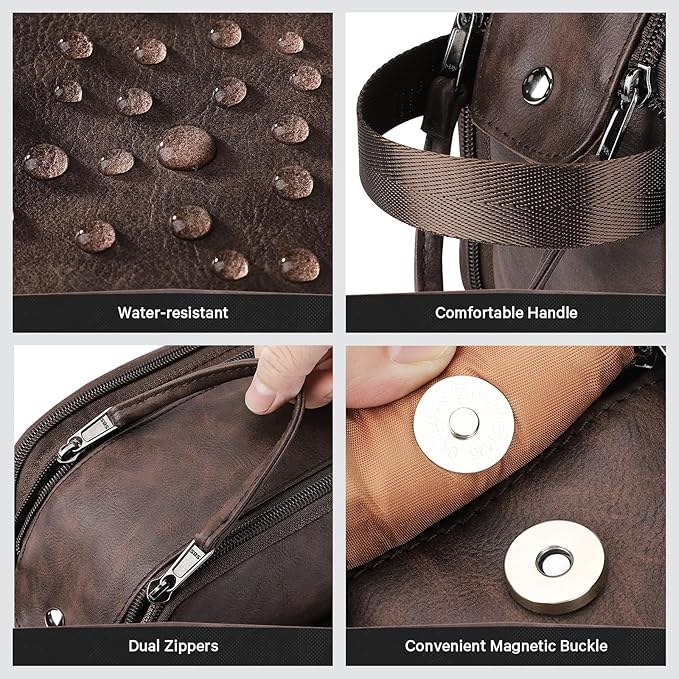 Toiletry Bag for Men, Travel Toiletry Bag Travel Essentials, Dopp Kit Water-resistant Shaving Bag, Bathroom Bag Toiletries Organizer, Dark Brown(PU Leather)