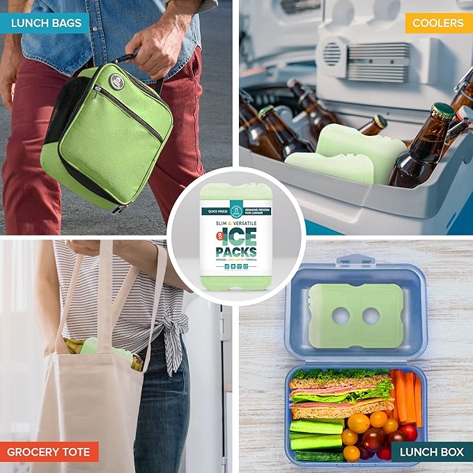 Healthy Packers Cool Pack, Slim Long-Lasting Ice Packs - Great for Coolers or Lunch Box