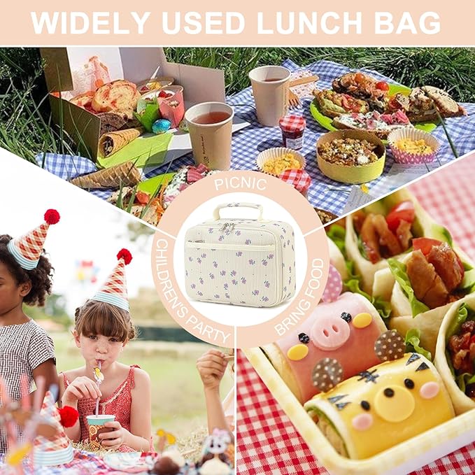 Kids Lunch Box Boys Girls Insulated Lunch Cooler Bag Reusable Lunch Tote Kit for School Travel