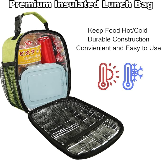 Femuar Lunch Box for Men Women Adults Small Lunch Bag for Office Work Picnic - Reusable Portable Lunchbox, Green