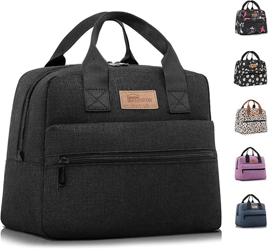 HOMESPON Insulated Lunch Bag for Women Men Lunch Box Cooler Lunch Tote for Work Picnic (Black)