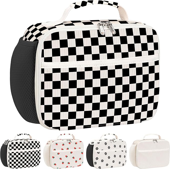 RLGPBON Lunch Bag for Women Cute Corduroy Lunch Tote Bags Reusable Lunch Tote Handbags Leakproof Thermal Cooler Lunch Case Large Capacity Lunch Box for Girls School Travel Picnic