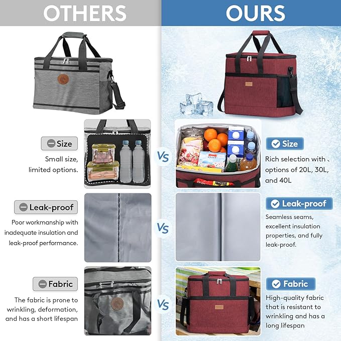 Lifewit Cooler Bag 30/50/60 Cans Collapsible and Insulated Large Lunch Bag Leakproof Soft Cooler Portable Tote for Camping/BBQ/Family Outdoor Activities