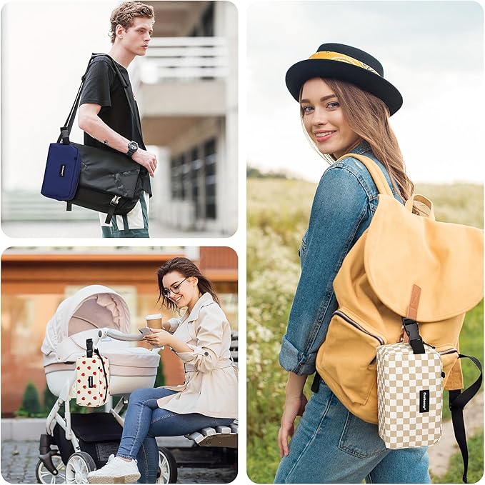 Small Cooler Bag Freezable Lunch Bag for Work School Travel,Small Lunch Bag,insulated snack bag For Adults/Kids,Mini Cooler,Lunch bag small Fit For Yogurt（Khaki Checkerboard)