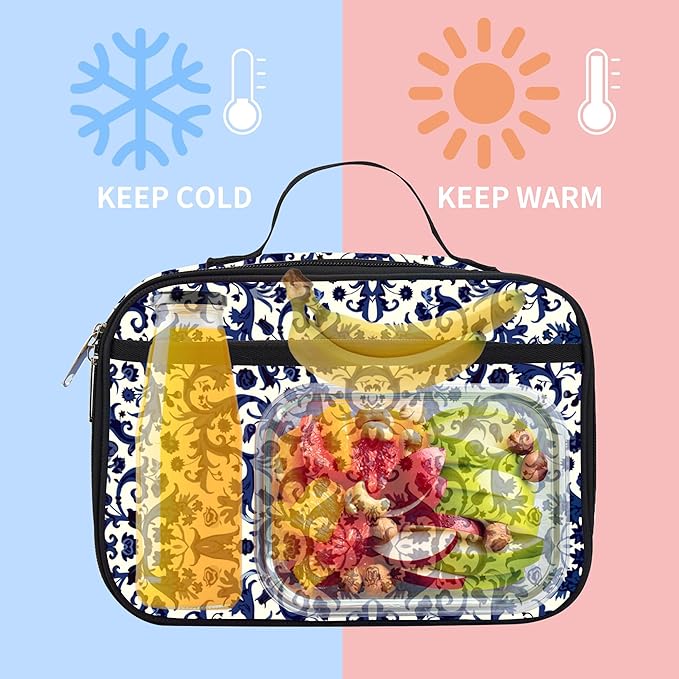 rickyh style Lunch Box with Padded Liner, Spacious Insulated Lunch Bag Durable Thermal Lunch Cooler Pack with Strap for Men Women Boys Girls Adults School Sports Beach Picnic Work Camp,2 Pocket