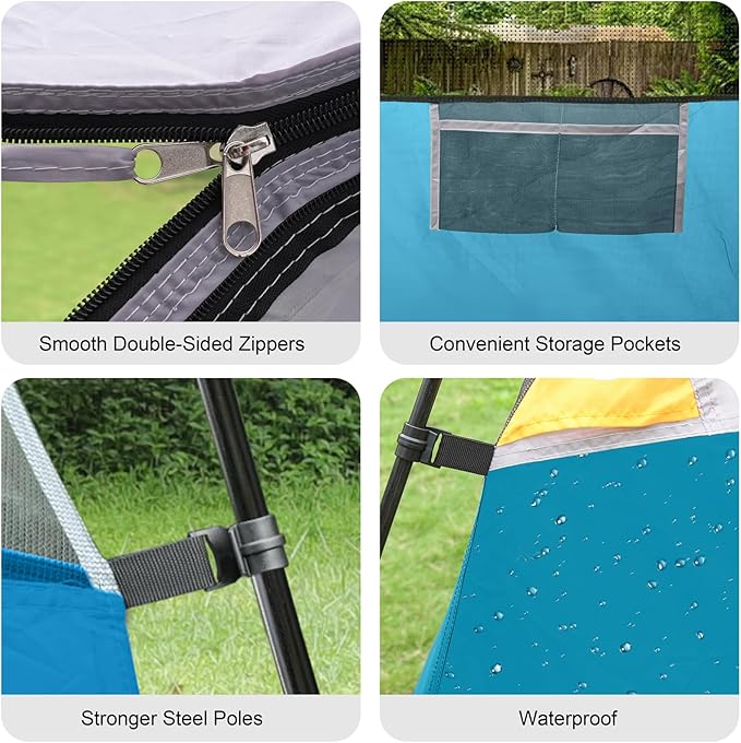 CAMPROS CP Tents for Camping 4/6 Person Tent Waterproof Windproof Double Layer Camping Tent, Easy Setup Dome Tent with Large Mesh Windows & Wider Door for Outdoor Camping & Hiking