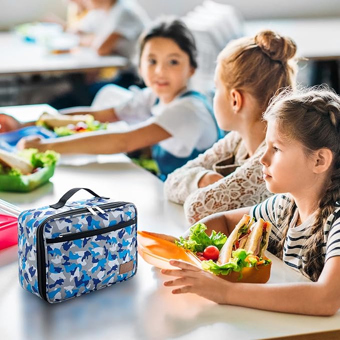 Lifewit Freezable Lunch Box, Insulated Reusable Lunch Bag with 2 Ice Packs, Mini Cooler Snack Bag for Bento Box for Salad, Sandwich, Snacks fo Men Women for Work, Blue Camo 5L