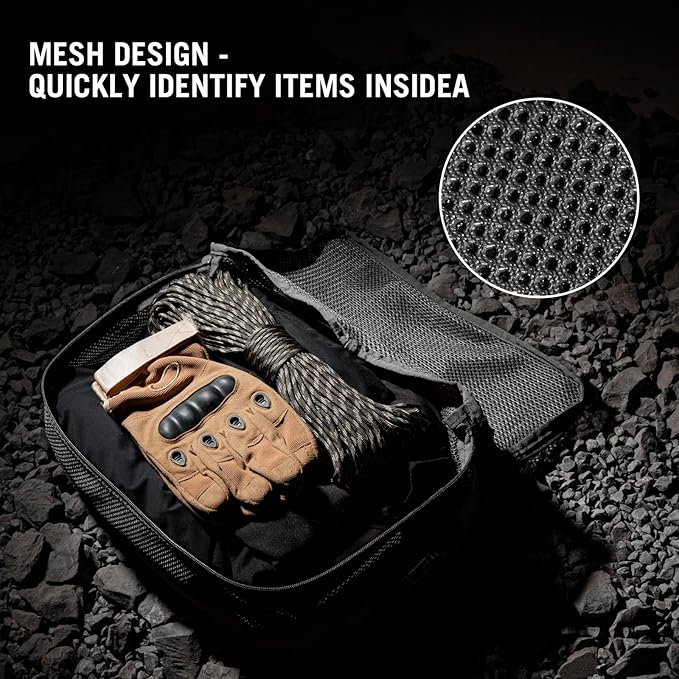 PETAC GEAR 3 PCS Tactical Modular Packing Cubes, Large Capacity Mesh Storage Bag,Outdoor Travel Organize Storage Pouches Bags.