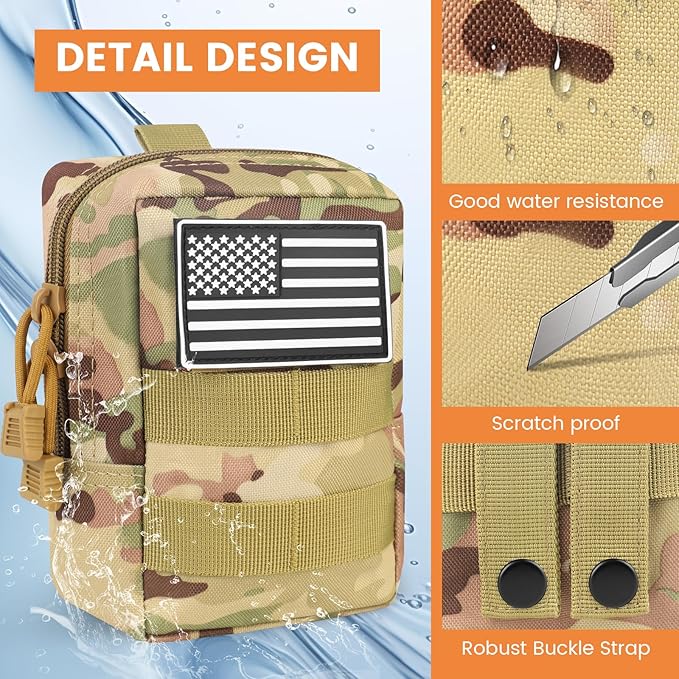 Molle Pouch, Compact Water Resistant Tactical EDC Utility Pouch Tear-Resistant Tactical Organizer Gear Pouch