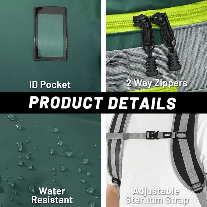 MIER Large Duffel Backpack Sports Gym Bag with Shoe Compartment, Heavy Duty and Water Resistant, Green, 90L