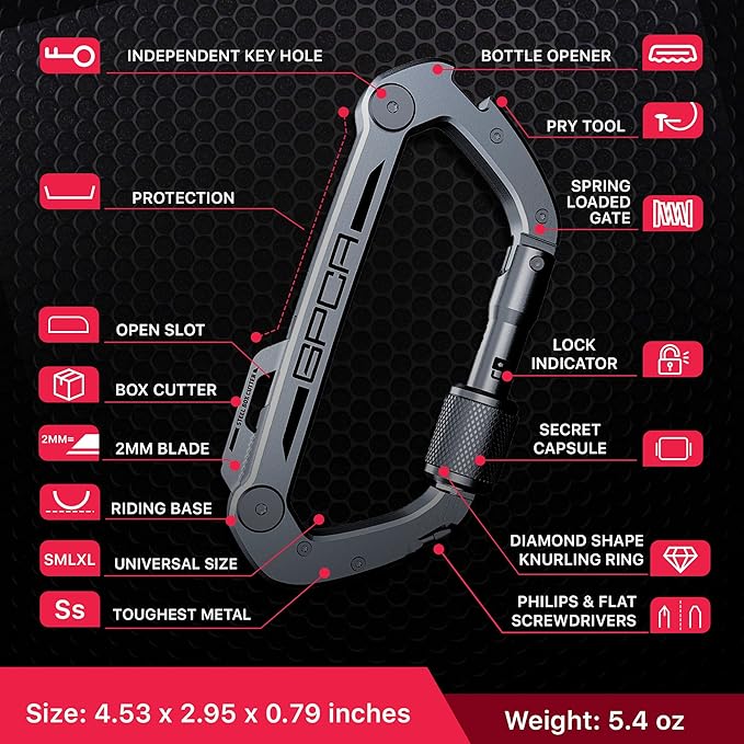 GPCA Carabiner Keychain Clip, Key Organizer, Key Ring, car Key Holder, Multi Tool EDC Gear with Bottle Opener