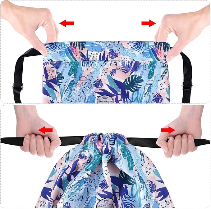 HUA ANGEL Floral Print Drawstring Bag - Lightweight Waterproof Cinch Sackpack with Side Pocket for Men & Women Travel Gym Bag