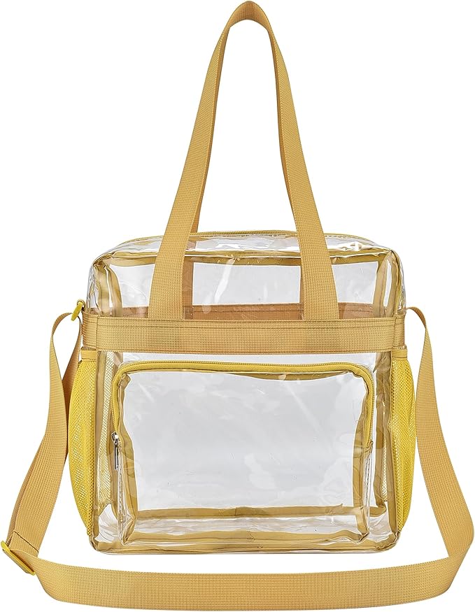 USPECLARE Clear Tote Stadium Approved, Security Travel & Gym Clear Bag for Work Sports Games Concerts