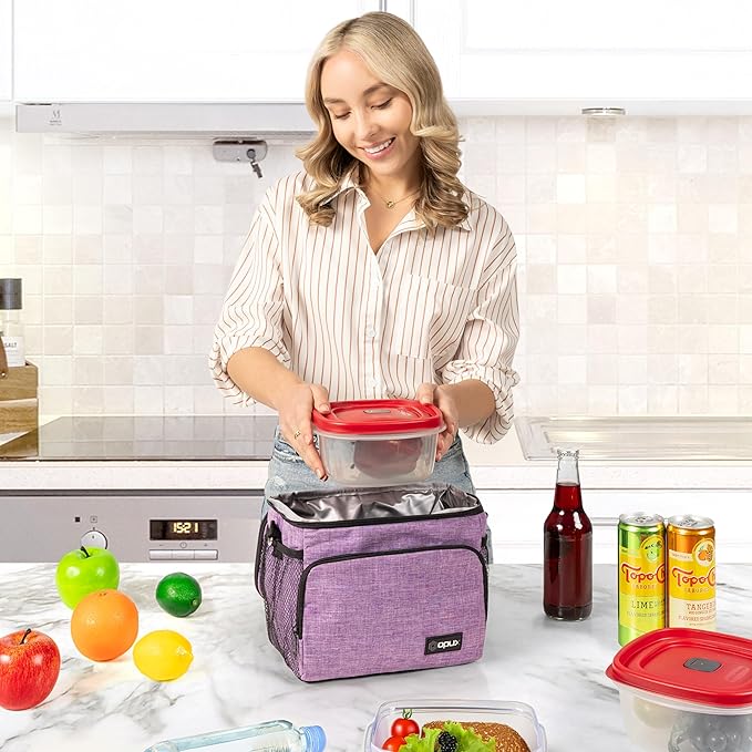 OPUX Insulated Lunch Bag for Men Women, Soft Lunch Box for Office Work School Picnic, Leakproof Lunch Cooler Bag with Shoulder Strap for Kid Adult Boy Girl, Medium Lunchbox Lunch Tote (Heather Purple)