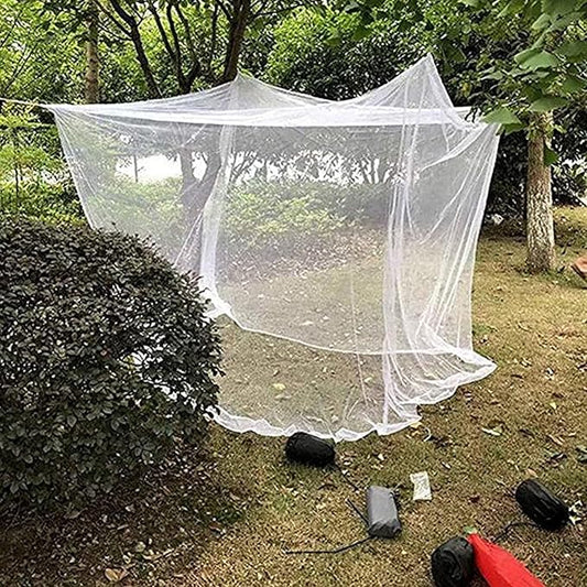 Outdoor Camping Mosquito Net, Large Size White Mesh Insect Netting with Storage Bag for Camping, Picnic, Outdoor Trips (No-Opening 83"x79"x71")