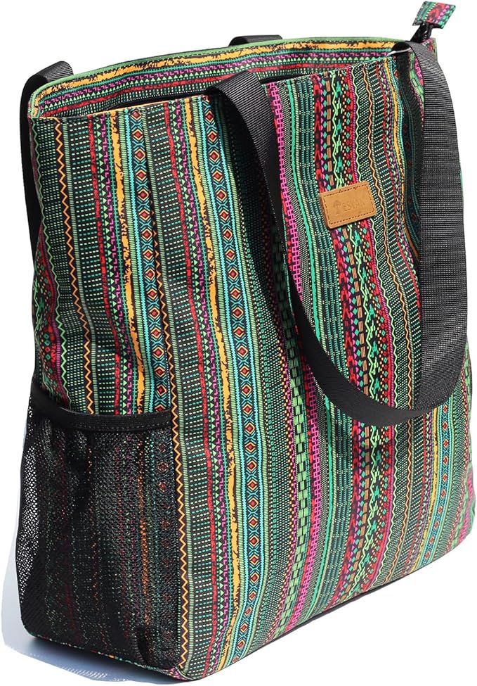 ESVAN Original Floral Water Resistant Large Tote Bag Shoulder Bag for Gym Beach Travel Daily Bags Upgraded