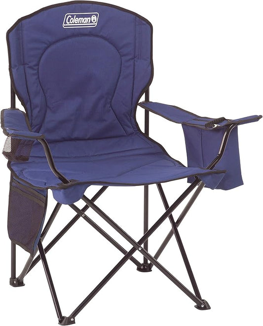 Coleman Portable Camping Chair with 4-Can Cooler, Cushioned Seat & Back with Side Pockets & Cup Holder, Carry Bag Included, Great for Camping, Tailgating, Firepits, Patio, & More