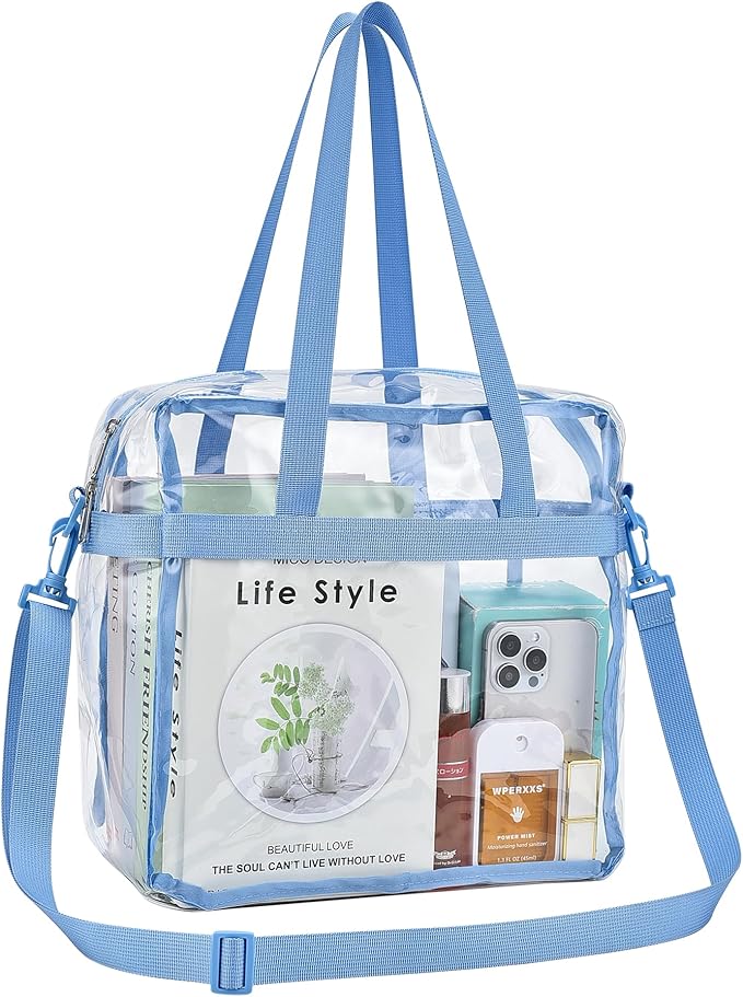USPECLARE Clear Tote Stadium Approved, Security Travel & Gym Clear Bag for Work Sports Games Concerts