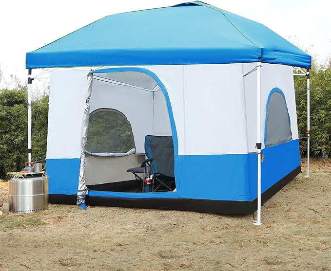 REDCAMP Canopy Camping Tent for Pop Up Canopy Tent, Inner Tent Converts Straight Leg 10'x10' or 10'x20' Canopy into Camping Tent, Fits 4-6 Person(Frame/Shelter NOT Included)