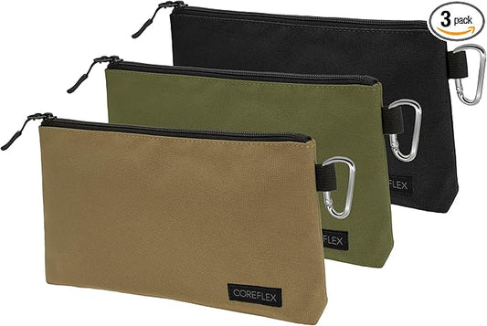 COREFLEX Premium Tool Pouch Zipper Bag, Small Tool Bag, Multipurpose Storage pouch, Heavy duty Flat Bottom Tool bag with YKK Zipper (3 pack Medium 10inch)