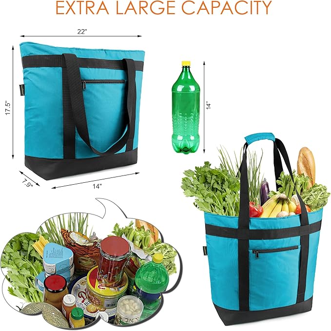 BeeGreen Insulated Cooler Bag Leakproof Freezer Shopping Tote for Groceries Thermal Food Delivery Bag