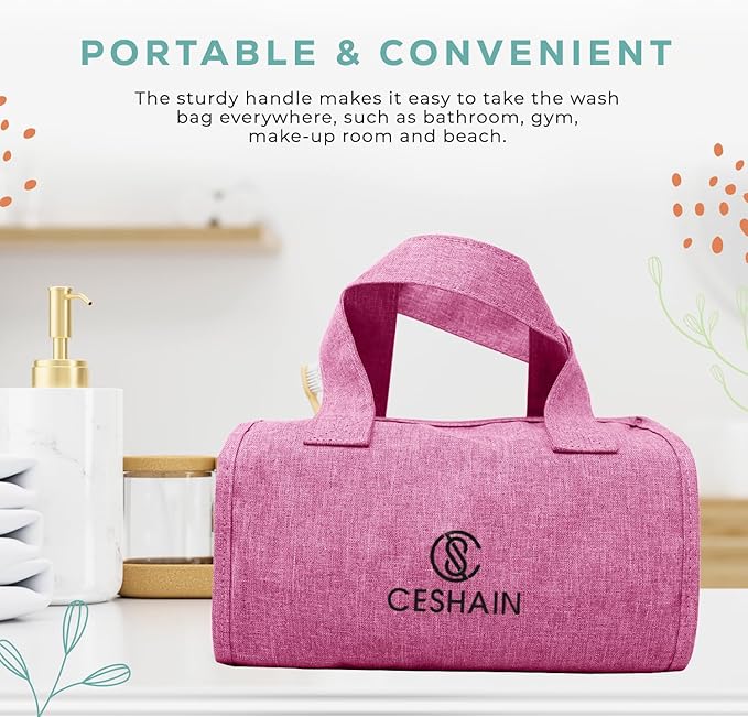 4-in-1 Hanging Toiletry bag - Roll-Up Makeup Bag - 4 Detachable PVC Zip Pouches – 600D Oxford Fabric, Versatile Travel Toiletry Organizer Bag - Makeup, Cosmetics, First Aid, Medicine Personal Care,