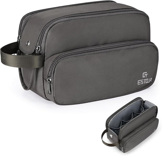 Toiletry Bag for Men, Travel Toiletry Bag Travel Essentials, Dopp Kit Water-resistant Shaving Bag,Bathroom Bag Toiletries Organizer, Mystery Gray(Polyster)