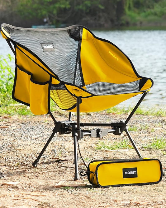 Portable Camping Chair – Compact Lightweight Folding Chair for Adults, Supports 330 lbs – Ideal for Backpacking Hiking, Fishing, Beach, Picnic & Lawn (Yellow)