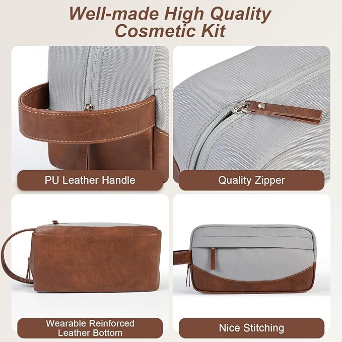 Travel Toiletry Bag for Men, Hanging Toiletry Organizer, Water Resistant Shaving Kit with Large Capacity for Travel Accessories (Grey)