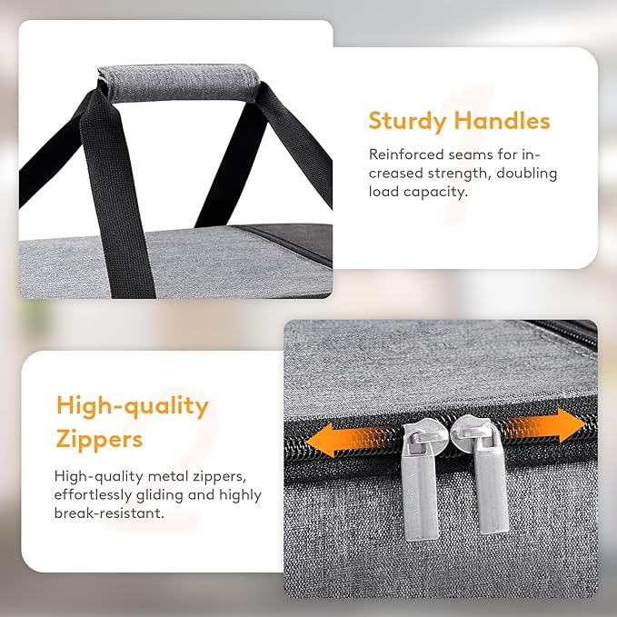 Insulated Casserole Carrier for Hot or Cold Food, Lasagna Lugger Tote for Potluck Parties/Picnic/Cookouts, Fits 9"x13" Baking Dish, Grey