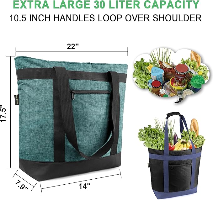 BeeGreen Insulated Cooler Bag Leakproof Freezer Shopping Tote for Groceries Thermal Food Delivery Bag