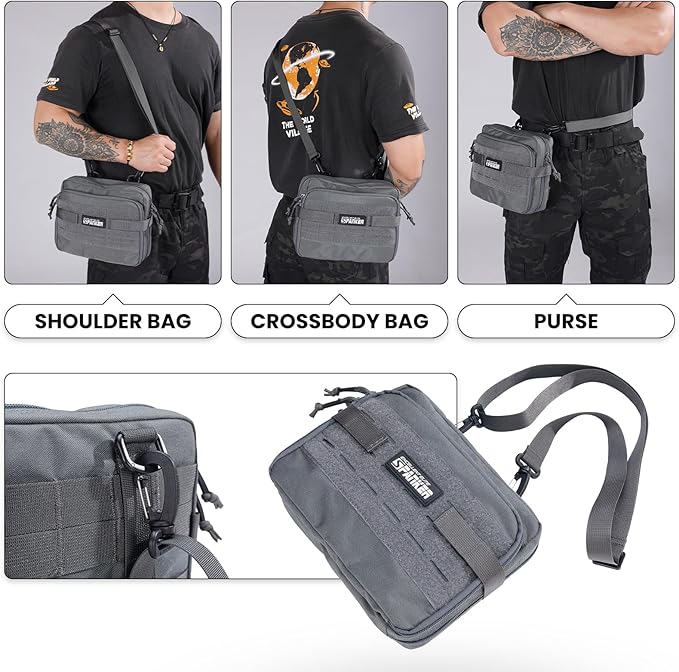 EXCELLENT ELITE SPANKER Tactical Molle Admin Pouch Utility Organizer EDC Medical Bag Utility EDC Tool Pouch with Shoulder Strap Attachment Pouches Waist Bag