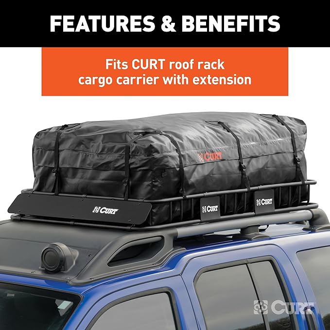 CURT 18221 Extended Roof Rack Cargo Bag Black