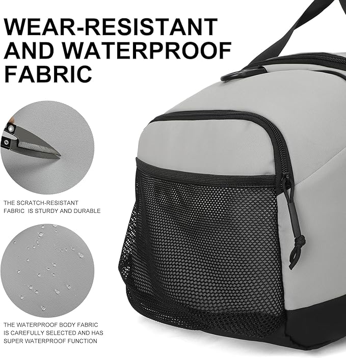 Sports Gym Bag，INOXTO Travel Duffel Bag with Dry Wet Pocket And Shoe CompartmentFor Women and Men，40L/55L Fitness Waterproof Weekender Bag For Swim Sports Travel Working Out (Gray, 55L)