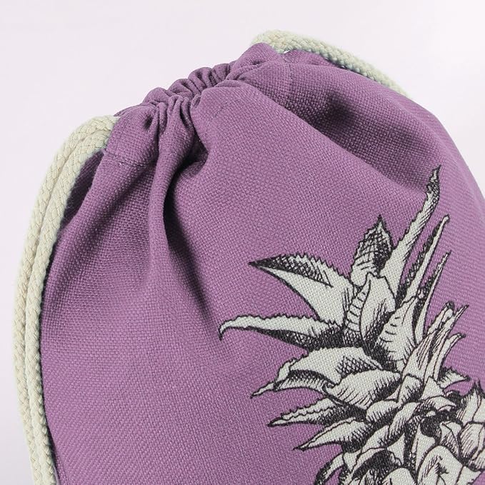 Drawstring Backpack Pineapple Style String Bag Canvas Beach Sport Daypack