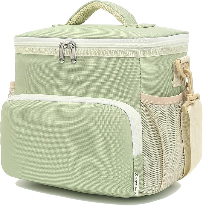 Insulated Lunch Bag for Adult/Women/Men, Reusable Large Lunch Box Cooler Soft Leakproof Tote, Thermal Meal Prep Lunch Pail with Adjustable Shoulder Strap for Picnic/Travel/Office,Grass Green