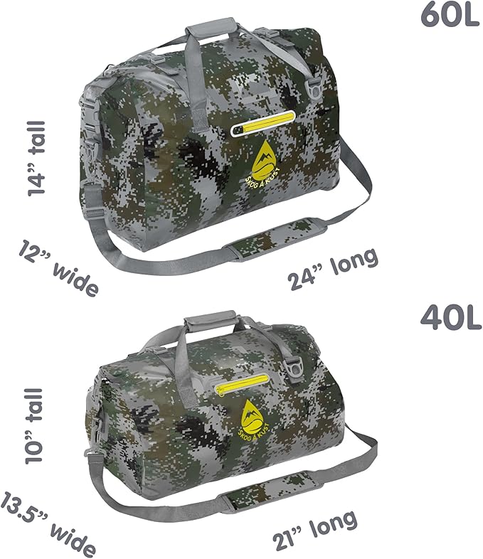Skog Å Kust Duffelsak Heavy Duty Waterproof Duffel - Gear Bag for Sports, Travel, & More - 60L DigiCamo
