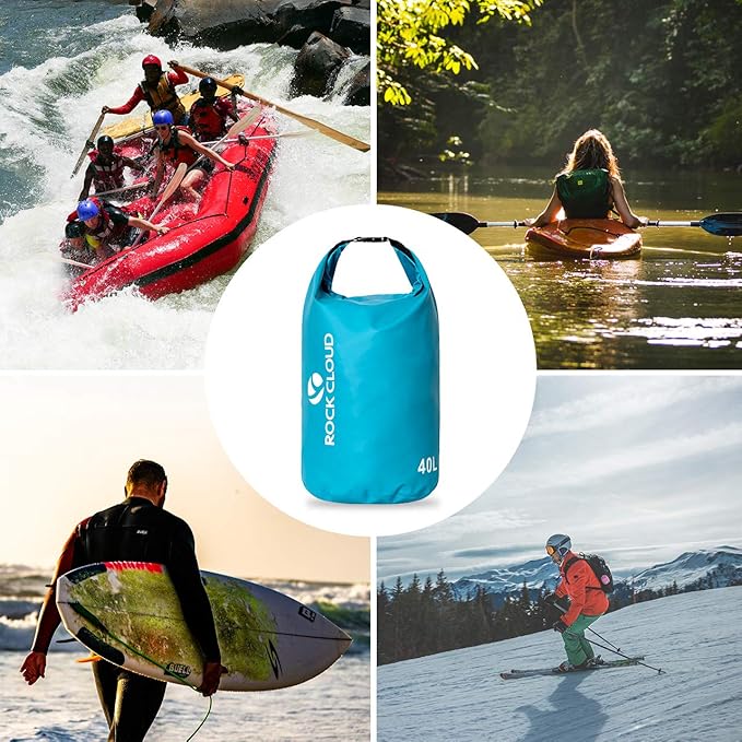 ROCK CLOUD Dry Bag Waterproof 10L Dry Sack for Kayaking Rafting Boating Beach Surfing Swimming Canoe Camping Hiking Fishing Ski, Lake Blue