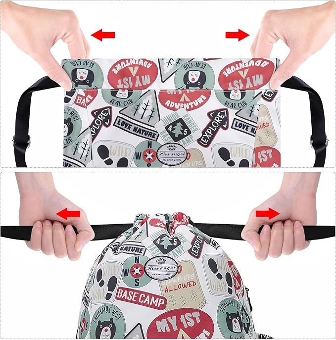 HUA ANGEL Floral Print Drawstring Bag - Lightweight Waterproof Cinch Sackpack with Side Pocket for Men & Women Travel Gym Bag