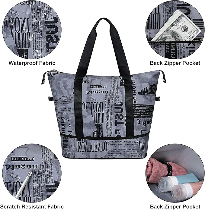 Womens Travel Duffel Bag Lightweight Sport Gym Bag Waterproof Weekender Overnight Bag with Wet and Dry Separation Pocket for Gym Training Yoga Fitness Swimming