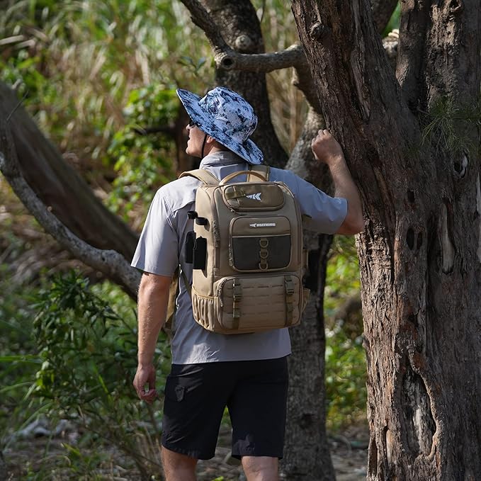 KastKing Karryall Fishing Tackle Backpack with Rod Holders 4 Tackle Boxes,40L Fishing Bag Storage Fishing Gear and Equipment