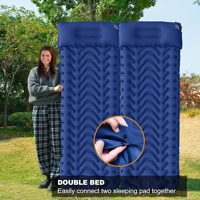 MEETPEAK Sleeping Pad, Extra Thickness 4 Inch Inflatable Camping Sleeping Mat with Pillow Built-in Foot Press, Compact Ultralight Camping Air Mattress for Backpacking, Hiking, Tent