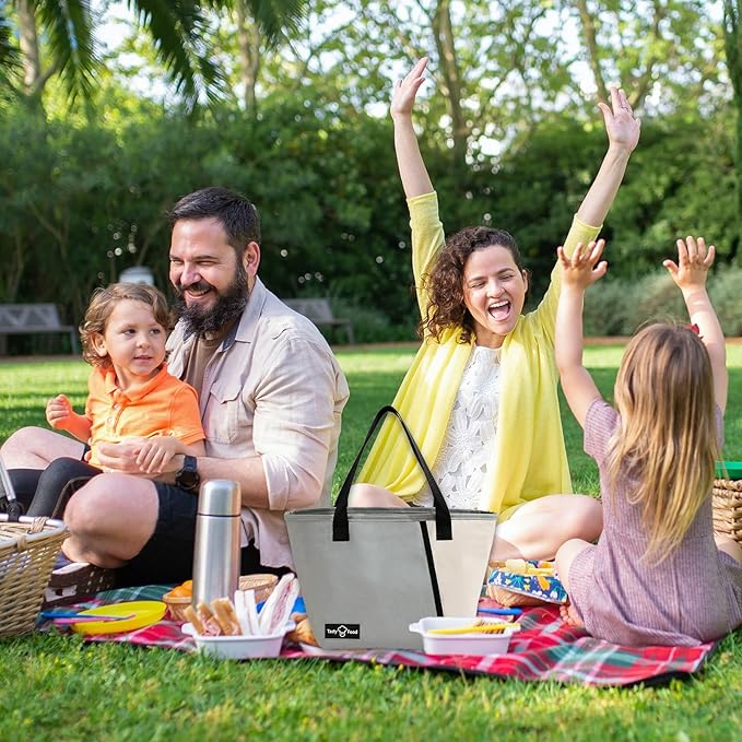 Lunch Bag for Women Men, Reusable Lunch Tote Lunch Box, Large Capacity Leakproof Lunch Tote Bags with Front Pocket for Work Office Picnic or Travel (Light Blue)