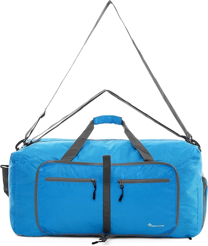 Dimayar Travel Duffle Bag for Men Women - Foldable Duffel Bag with Shoes Compartment - Overnight Bags Waterproof & Tear Resistant(115L,Light Blue)