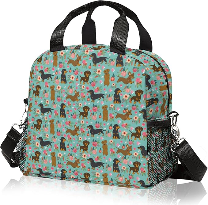 Cute Lunch Bag Kids,Dachshund Gift Insulated Lunch Box for Kids Small Dog Lunch Totebag Reusable Leakproof Lunch Bag With Shoulder Strap for Girls Boys School Work Picnic