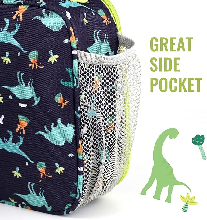 Genteen Lunch Box Kids, Prints Insulated Lunch Bag Kids Boys Girls,Soft Bag Mini Cooler Back to School Thermal Meal Tote Kit Lunch Box for School,Work,Outdoor - Dinosaur