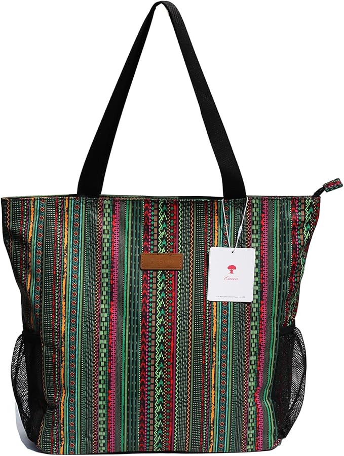 ESVAN Original Floral Water Resistant Large Tote Bag Shoulder Bag for Gym Beach Travel Daily Bags Upgraded